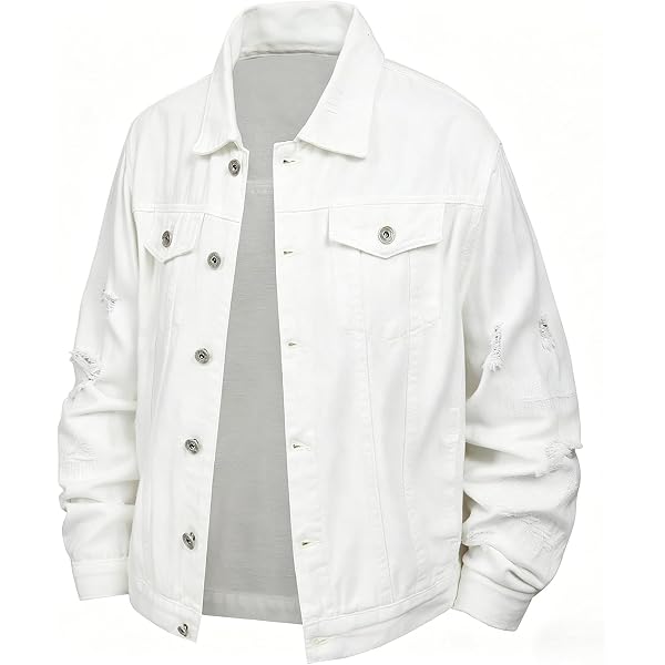 LZLER Men's Denim Jackets Distressed Destroyed Classic Vintage